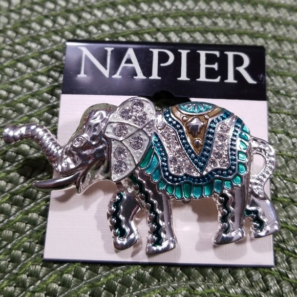 Napier Jewelry - Napier Trunk Up White Crystal's Elephant Brooch Napier Jewelry - Napier Trunk Up White Crystal's Elephant Brooch
